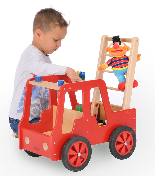 Großes Feuerwehrauto - Lauflernwagen aus Holz