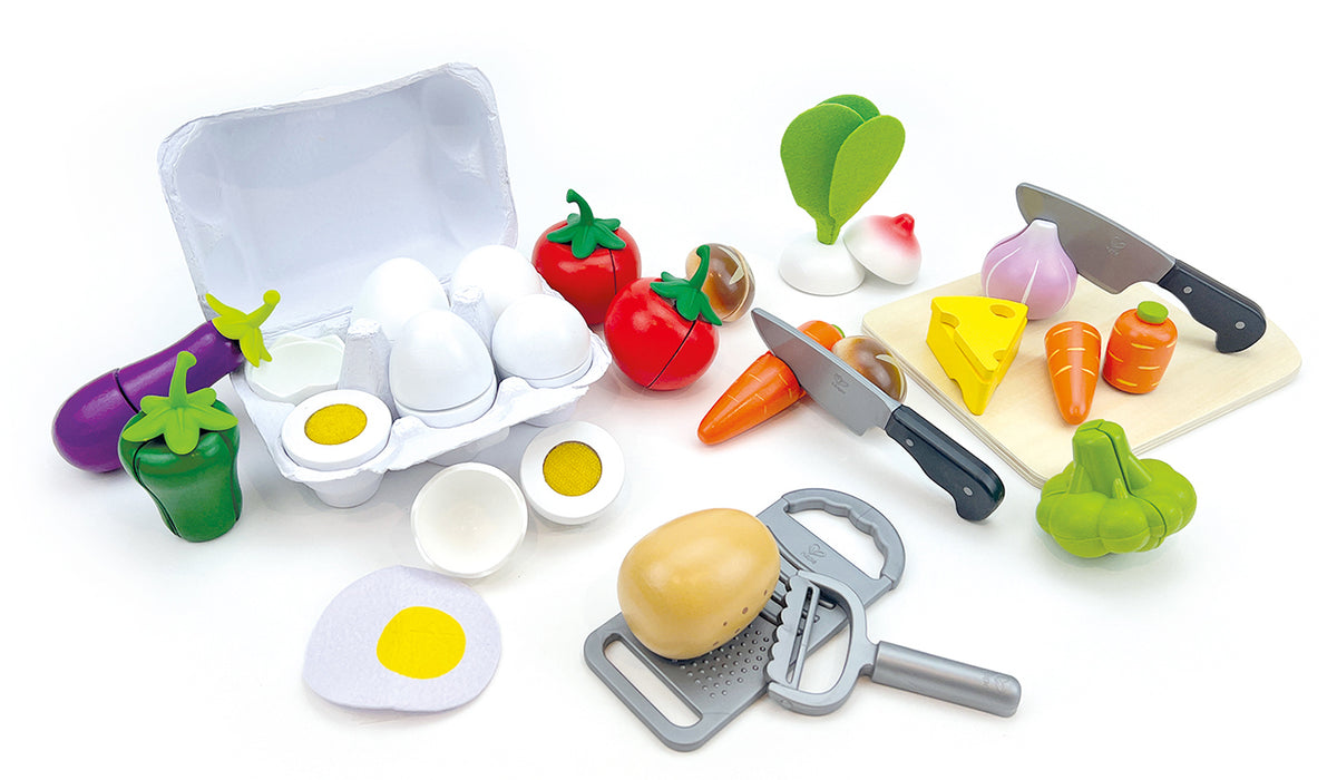 Koch-Set XL mit Gemüse Holz