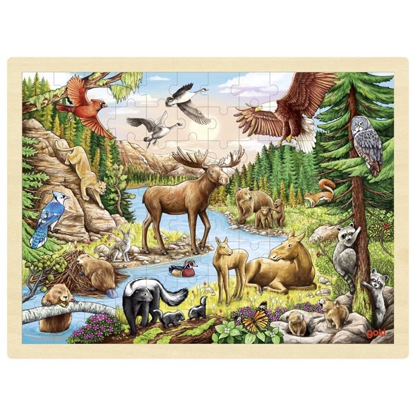Goki Einlegepuzzle „Nordamerikanische Wildnis“, 96tlg.