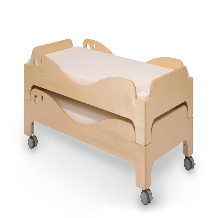 Stapelbett 120x60cm mit 4 feststellbaren Rollen