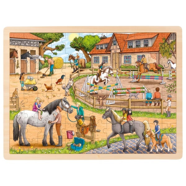 Goki Einlegepuzzle „Reiterhof“, 96tlg.