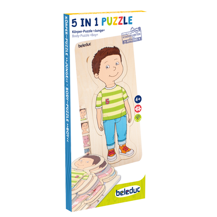 5 in 1 Schichtenpuzzle „Dein Körper“ Junge