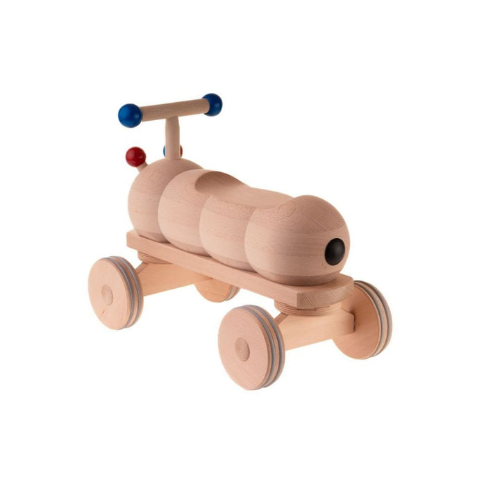 DYNAMIKO Massivholz Rutscher Raupe blau/rot