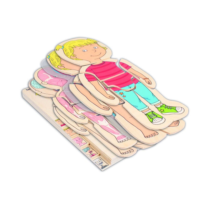 5 in 1 Schichtenpuzzle „Dein Körper“ Mädchen