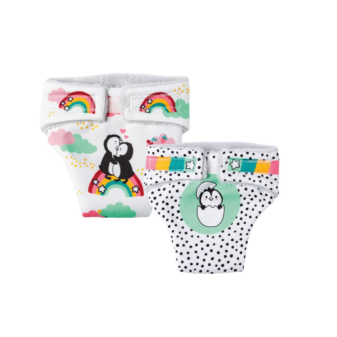 Puppen Stoffwindel-Set "Pinguin Pünktchen" 2-teilig Gr. 28-35 cm